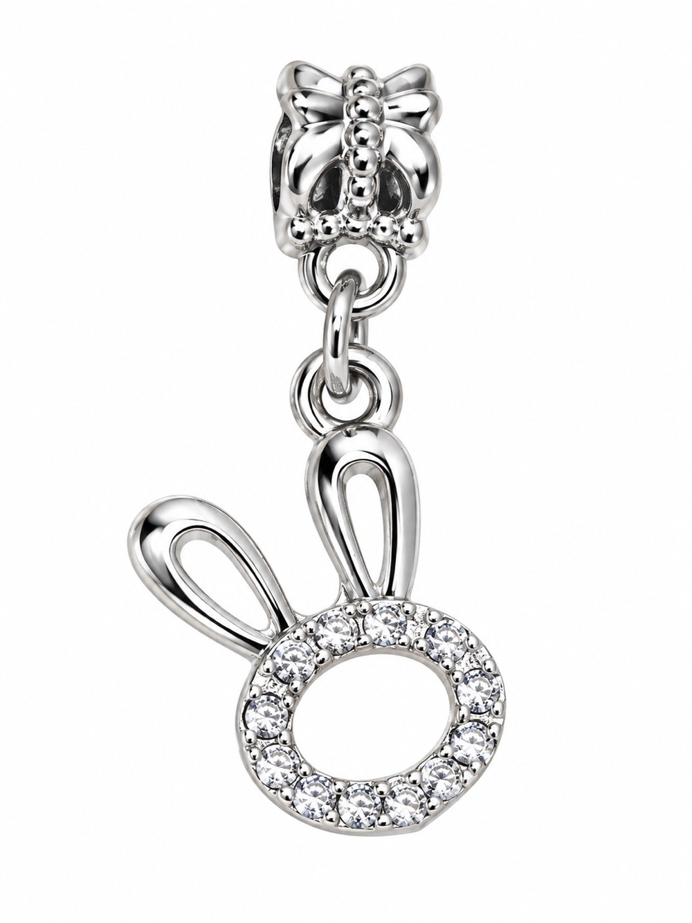 🐰 Sparkling Bunny Rabbit Dangle Charm Clear Rhinestone